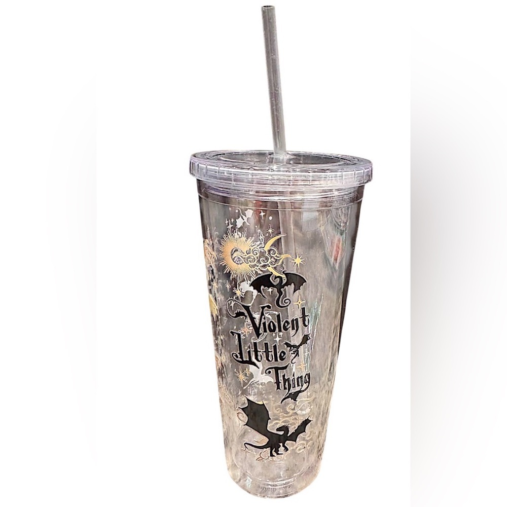 Dragon themed violent little thing Clear Tumbler with Straw handcrafted